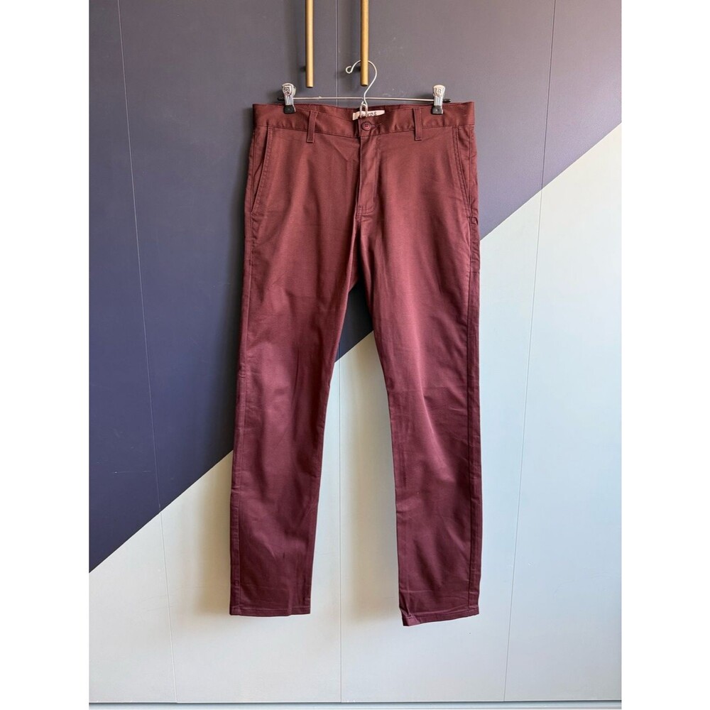 Naked & Famous Slim Chino, Burgundy Stretch Twill, Size 31 x 31, EUC